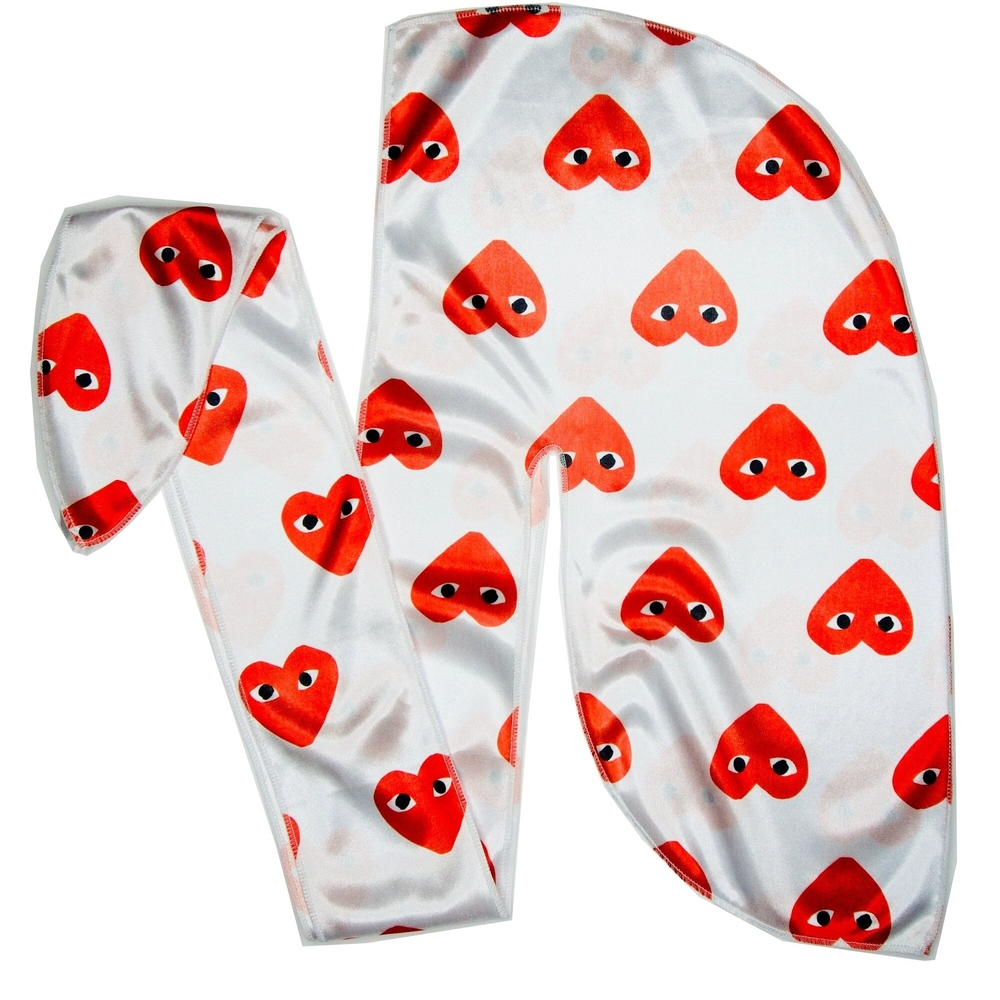 Red Heart Patterned Silky High Quality Durag Comes Brand New In Packaging